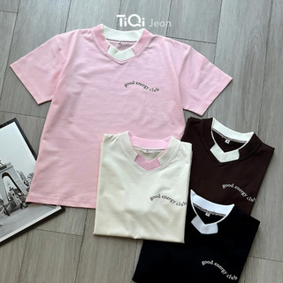 Áo thun nữ baby tee cổ chữ V TiQi Jeans A71