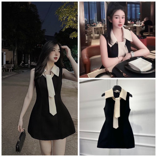 Váy đầm nữ cổ sơ mi kèm vạt đơn giản dễ thương thiết kế trẻ trung thanh lịch không kém phần sang chảnh