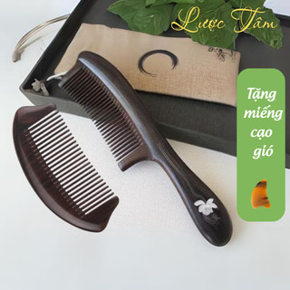 Lược chải tóc làm từ gỗ Mun cao cấp Lược Tâm dụng cụ massage nâng niu mái tóc
