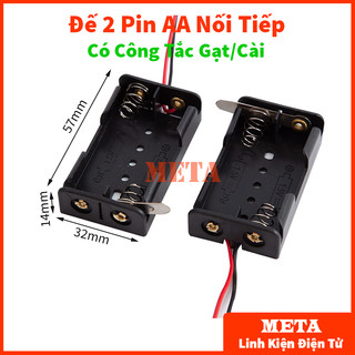 Đế 2 Pin AA nối tiếp có công tắc gạt không nắp