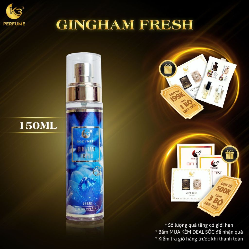 Body Mist Nam Gingham Fresh Chính Hãng K3 - 150ml - Phong Cách SAIGON