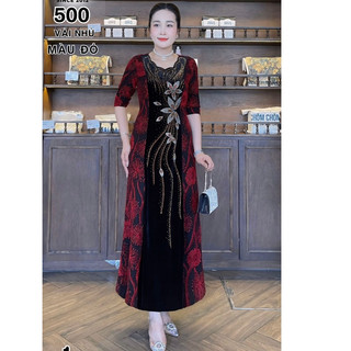 Đầm Dạ Hội Trung Niên cho mẹ-Đầm Trung Niên Cao cấp kim sa bigsize
