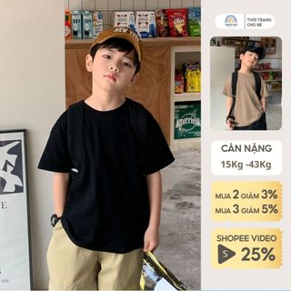 Áo phông bé trai size đại 50kg Magickids áo thun cho bé cộc tay trơn cotton 4 màu mùa hè phong cách Hàn Quốc AO24008