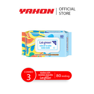 Combo 3 Bao Khăn Ướt Đa Năng Kháng Khuẩn LET-GREEN, 80 Miếng/Bao