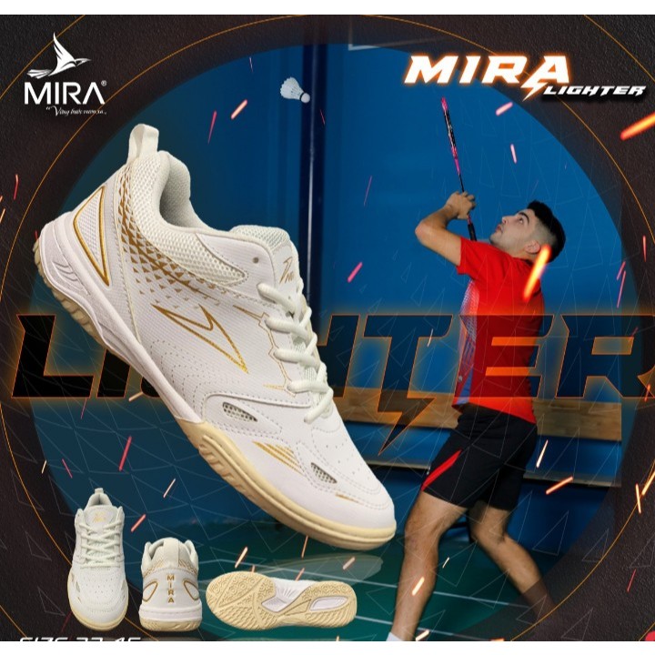 Giày cầu lông Mira Lighter giao hỏa tốc bám sân bền đẹp tặng tất dệt kim và túi đựng giày