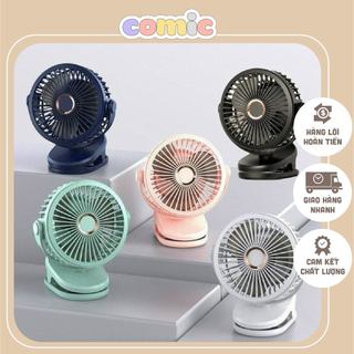  Quạt tích điện Barrot  Clip Fan 10.000 mAh sạc Type C mini cầm tay 4 cấp gió kẹp xe đẩy bàn cho bé 