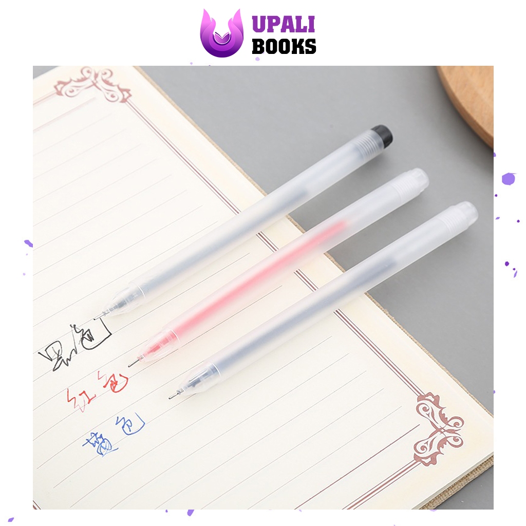 Bút chép kinh, bút Gel bút bi nước văn phòng mực gel 0.5mm mực đều nét chữ đẹp, không lem màu xanh, đen - Upali Books