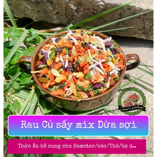 Rau củ sấy mix dừa sợi cho hamster. Rau sấy cho Hamster/Sóc/Thỏ/Bọ ú...