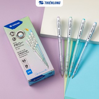 Combo Bút bi Thiên Long Pro 027 TL-105 màu pastel ngòi 0.5mm - Bút bi mực xanh, đỏ đen, viết bi tự động thu ngòi bút