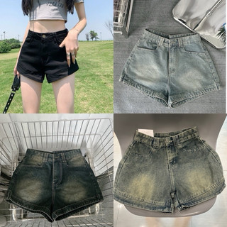 Quần sooc bò ống rộng lưng cao chất jeans không giãn dáng basic dễ mặc dễ phối đồ
