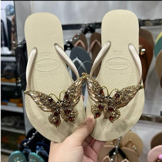 Dép Kẹp Nữ - Slim Tròn Gold Nhạt  Mix Charm Dép Nữ  Hava  Chính Hãng Dép Tông Đi Biển Nữ