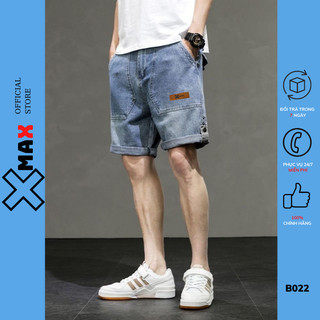Quần short jean nam ống suông rộng XMAX quần đùi bò nam túi xéo bản to phong cách hàn quốc B022