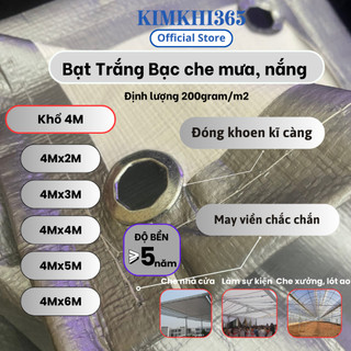 Bạt xám trắng che mưa, bạt che nắng hàn quốc loại 1 đã đóng khoen may viền sẵn - xt41