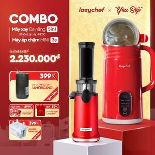  Máy làm sữa hạt 5in1 nắp inox Lazychef và máy ép chậm mini 3S Lazychef