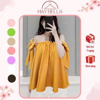  Áo 2 Dây Chun Đính Nơ Baby Doll Mặc Được Trễ Vai Nhiều Màu Dễ Thương Bánh Bèo Đi Chơi Biển May Bells 