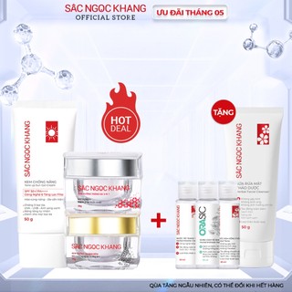 Combo Sắc Ngọc Khang 3 Món Mờ Nám - Nâng Tông - Bảo Vệ Toàn Diện (Kem Ngày 30g + Kem Đêm 30g + Kem Chống Nắng 50g)