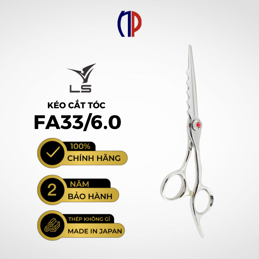 Kéo cắt tóc VLS lưỡi thẳng quai offset vênh đỡ ngón cố định FA33/6.0