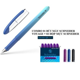 Combo 01 Bút mực viết chữ đẹp, luyên chữ Schneider Voyage xanh + 02 hộp mực Schneider