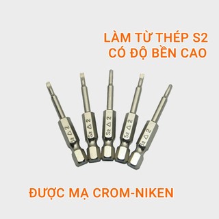 Đầu bắt vít tam giác mạ crôm-niken dài 50mm chuôi lục thép s2
