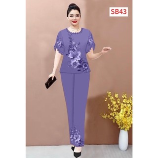 Đồ tặng mẹ siêu xinh, chất lụa mềm mịn mát, hoa văn in 3d cao cấp