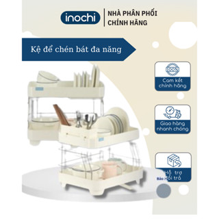Kệ để chén bát đa năng nhựa Inox 2 Tầng Inochi Có đồ Khay Thoát Nước Thông Minh Tiện dụng hàng chính hãng
