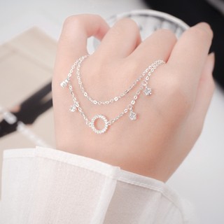 Lắc tay bạc LAMY Double Layer Round Bracelet Silver 2210