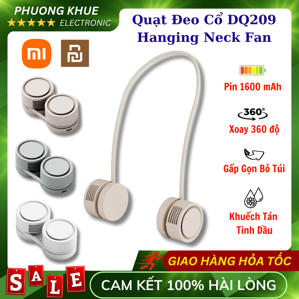Quạt Đeo Cổ Tích Điện DQ209 Hanging Neck Fan, Khuếch Tán Hương Thơm, 3 Tốc Độ, Pin 1600mAh, Sử Dụng 6 tiếng, BH 12 Tháng