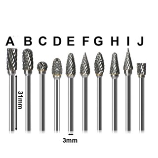  mũi phay mũi mài khắc hợp kim trục 3mm đầu 6mm rãnh xẻ kép mũi mài vonfram họp kim 3x6mm 