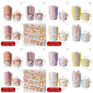 Set 50 cốc giấy nướng cupcake mẫu cute (mỗi set giao 1 hình ngẫu nhiên)