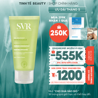 Sữa rửa mặt SVR chứa PHA dành cho da hỗn hợp, da dầu mụn SVR Sebiaclear Gel Moussant 55ml