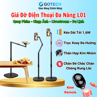 Giá Đỡ Điện Thoại Đa Năng L01 Xoay 360 Độ, Livestream, Giải Trí Đa Năng Bằng Hợp Kim và ABS Chắc Chắn Kéo Dài Tới 160cm