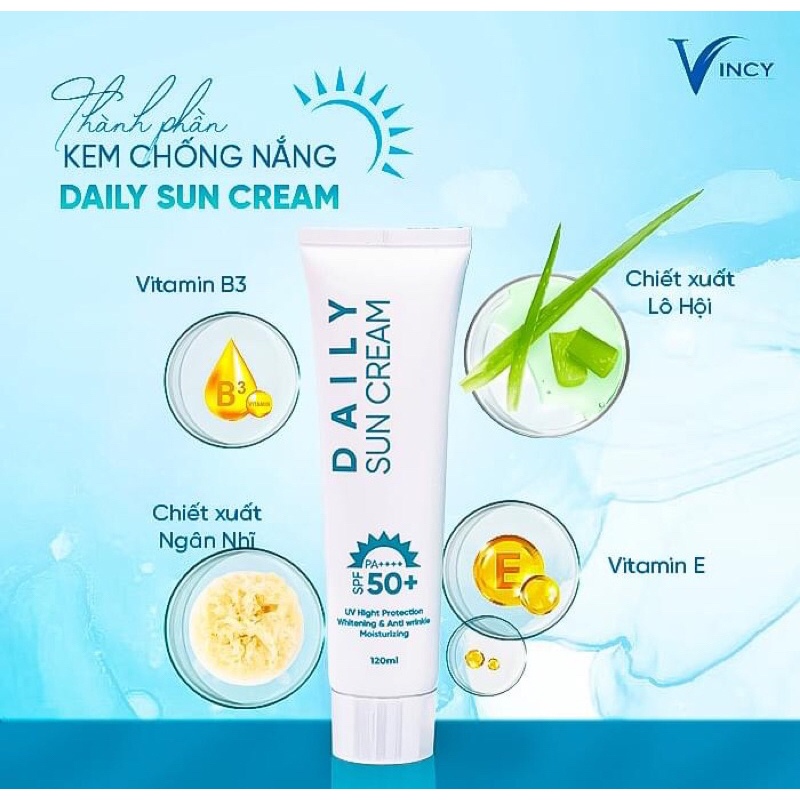 Kem chống nắng DAILY SUN CREAM - Kem chống nắng Hàn Quốc 3in1 thấm nhanh, lâu trôi dung tích 120ml