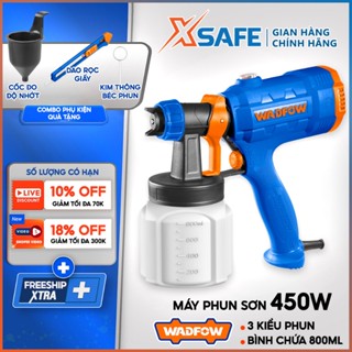 Máy phun sơn cầm tay WADFOW WEG1A01 450W Súng phun sơn điện đầu béc 2.0mm bình chứa 800ml kèm cốc đo độ nhớt kim vệ sinh