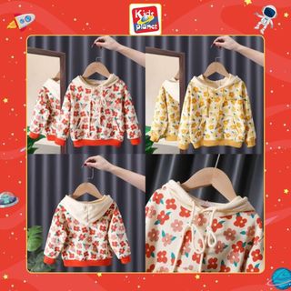 Áo hoodie hoạ tiết hoa nhiều màu cho bé gái (Nặng 10-25kg, cao 90-130cm) N01008