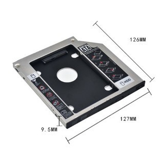 Caddy Bay Mỏng 9.5mm- NHÔM HOÀN TOÀN  - Lắp Ổ Cứng Thứ 2 Cho Laptop