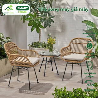 Ghế song mây SmartHomes mây nhựa cao cấp decor ban công sân vườn quán cafe phòng ngủ phòng khách