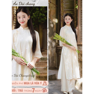  Áo dài cách tân An Vy chất liệu tơ thêu Von tơ 2 lớp 4 tà 