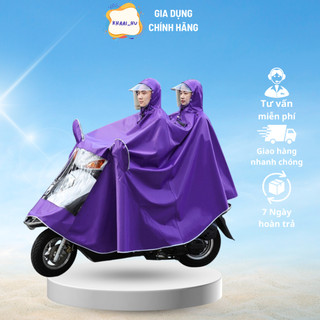 Áo mưa đi xe máy, áo mưa phản quang có kính che mưa 1 người và 2 người cỡ lớn che mưa siêu rông