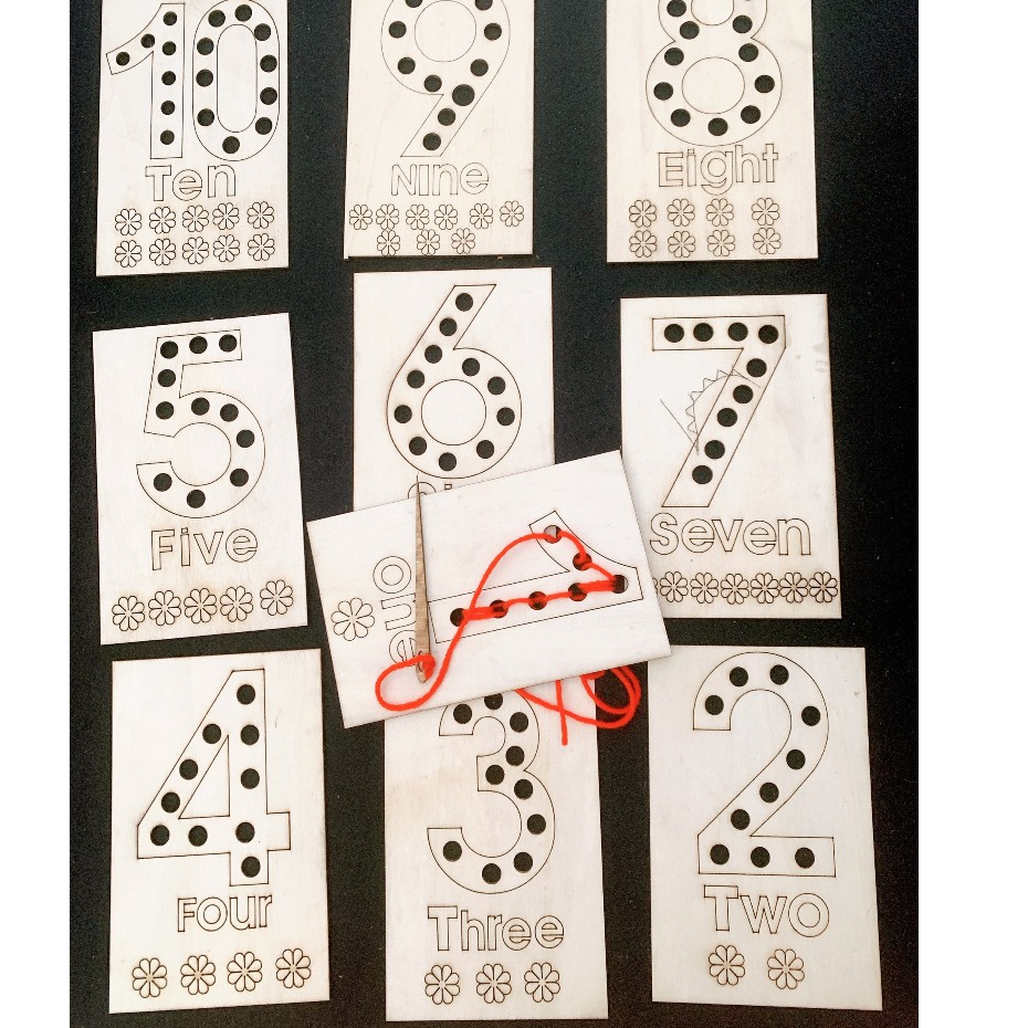 Đồ mầm non bộ xâu số chất liệu gỗ đồ chơi toán học cho bé mầm non