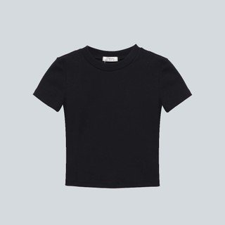 Áo thun tay dài nữ - Áo croptop cổ tròn dáng ôm 2 màu đen trắng CS22, CT JEANS
