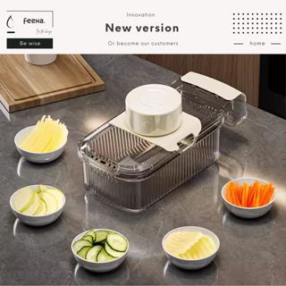 Bộ nạo sợi rau củ đa năng FEEKA 5 lưỡi dao, đồ bào rau củ trong suốt đa năng cao cấp nhỏ gọn