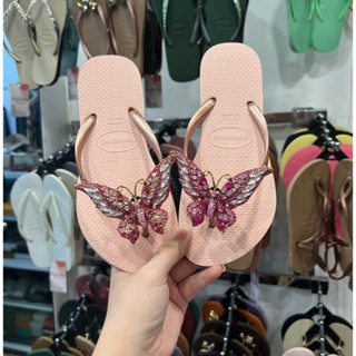  Dép Kẹp Nữ- Slim Tròn Hồng Nhạt  Mix Charm Dép Nữ Havaianas Chính Hãng Dép Tông Đi Biển Nữ 