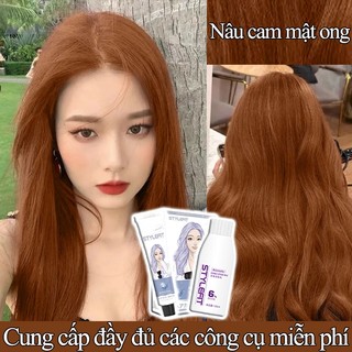 Giữ màu lâu phủ bạc chuyên nghiệp🦔Kết cấu bật tông thực vật dịu nhẹ🥠Nâu cam mật ong，Thuốc Nhuộm Tóc