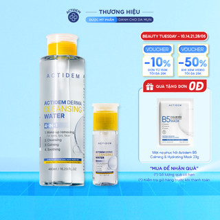 Tẩy trang không cay mắt Actidem Derma Cleansing Water cho da mụn, nhạy cảm 50/480ml
