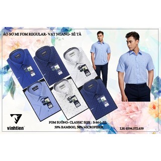 Áo Sơ Mi Nam Bamboo Ngắn Tay Vĩnh Tiến Dáng Regular 399