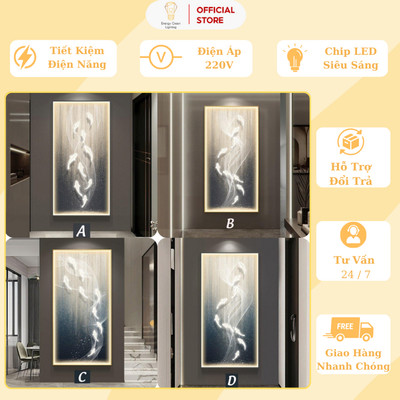 Tranh Đèn LED Energy Green Lighting DT-8565 Cửu Ngư Quần Hội - Phong Cách Hiện Đại Cao Cấp , Trang Trí Decor Phòng Khách