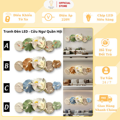 Tranh Đèn LED Energy Green Lighting DT-8563 Cửu Ngư Quần Hội - 120cm - Phong Cách Hiện Đại , Trang Trí Decor Phòng Khách