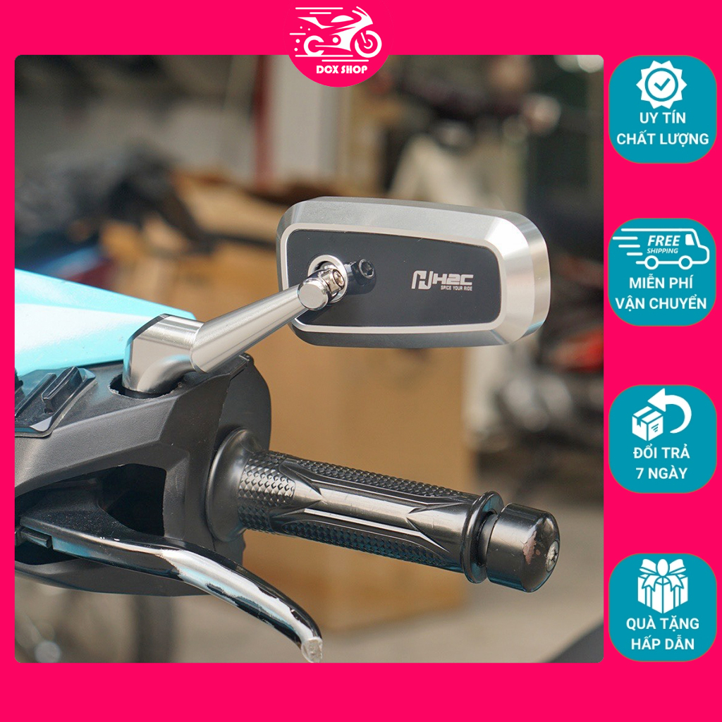 ⚡tặng móc titan⚡ Gương Xe Máy H2C Chân Ngắn Cho Tất Cả Loại Xe(wave,sh,ab,led,viss,,,,) - Hàng Chính