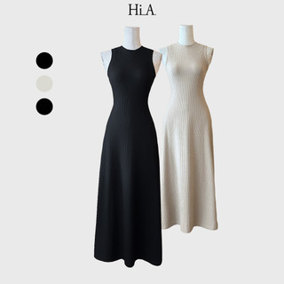 Đầm body cổ lọ sát nách HI A dáng dài xòe cổ tròn thun gân co giãn form ôm tôn dáng sexy /ND32/