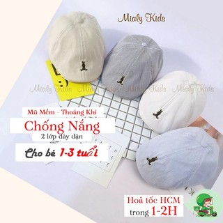 Mũ Nồi Chống Nắng Cho Bé Trai (1-3 tuổi) Thêu Thỏ Xinh Xắn - Mũ Beret Phong Cách Hàn Quốc Vòng Đầu Từ 44-50cm